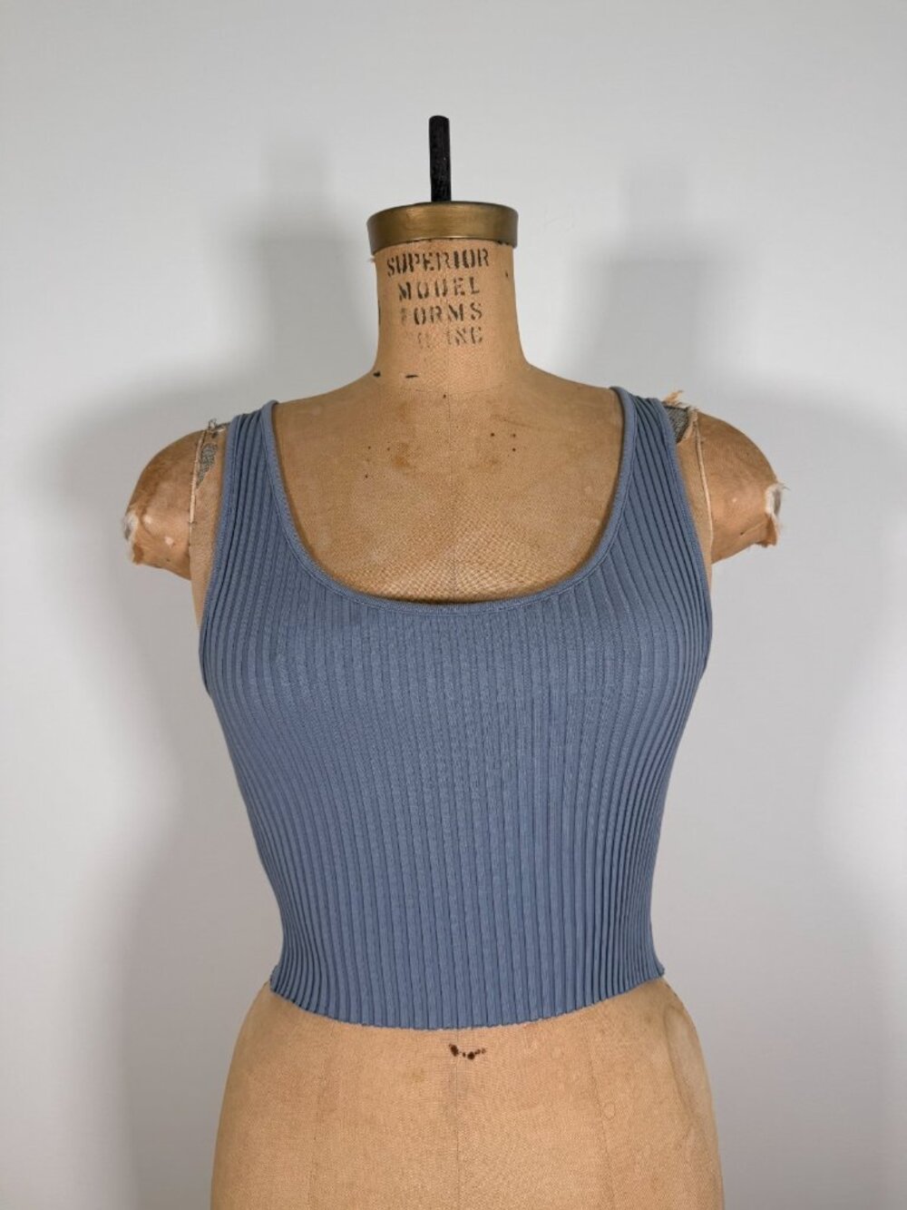 KOTN Ribbed Women's Blue Tank Cropped Top